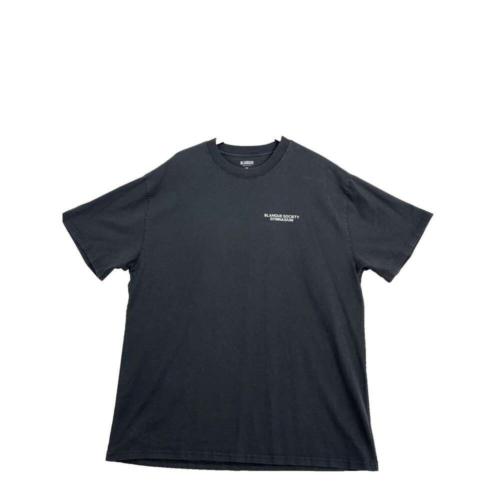 Blanque Society Gymnasium Mens XL Black Graphic T Shirt Front Back Logo Tee